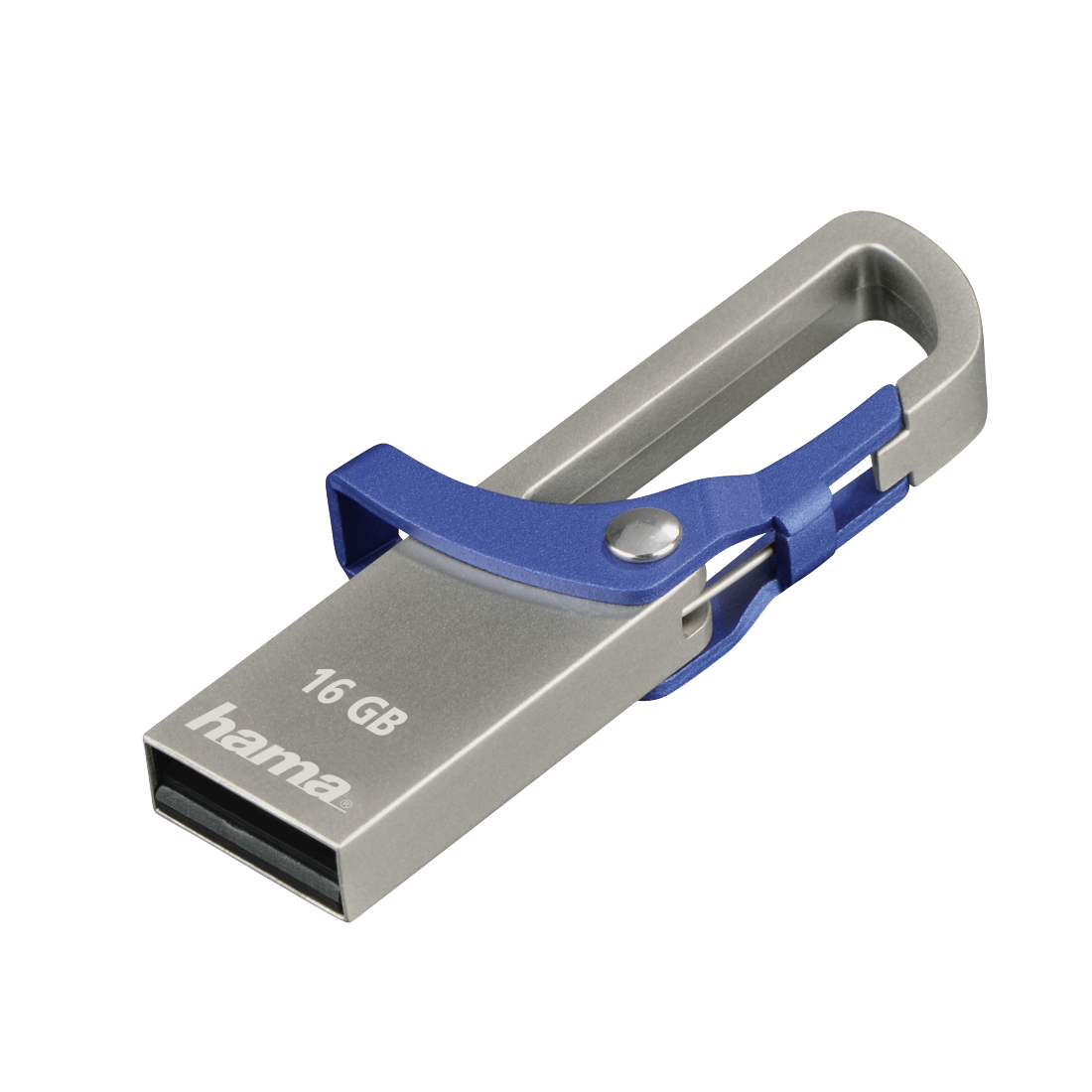 HAMA 123920 USB-Stick "Hook-Style", USB 2.0, 16 GB, 15MB/s, Blau
