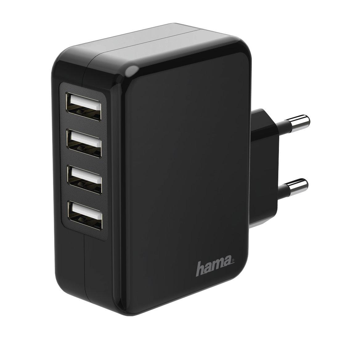 HAMA 173676 Ladegerät, 4-fach USB, 4.8 A, Schwarz