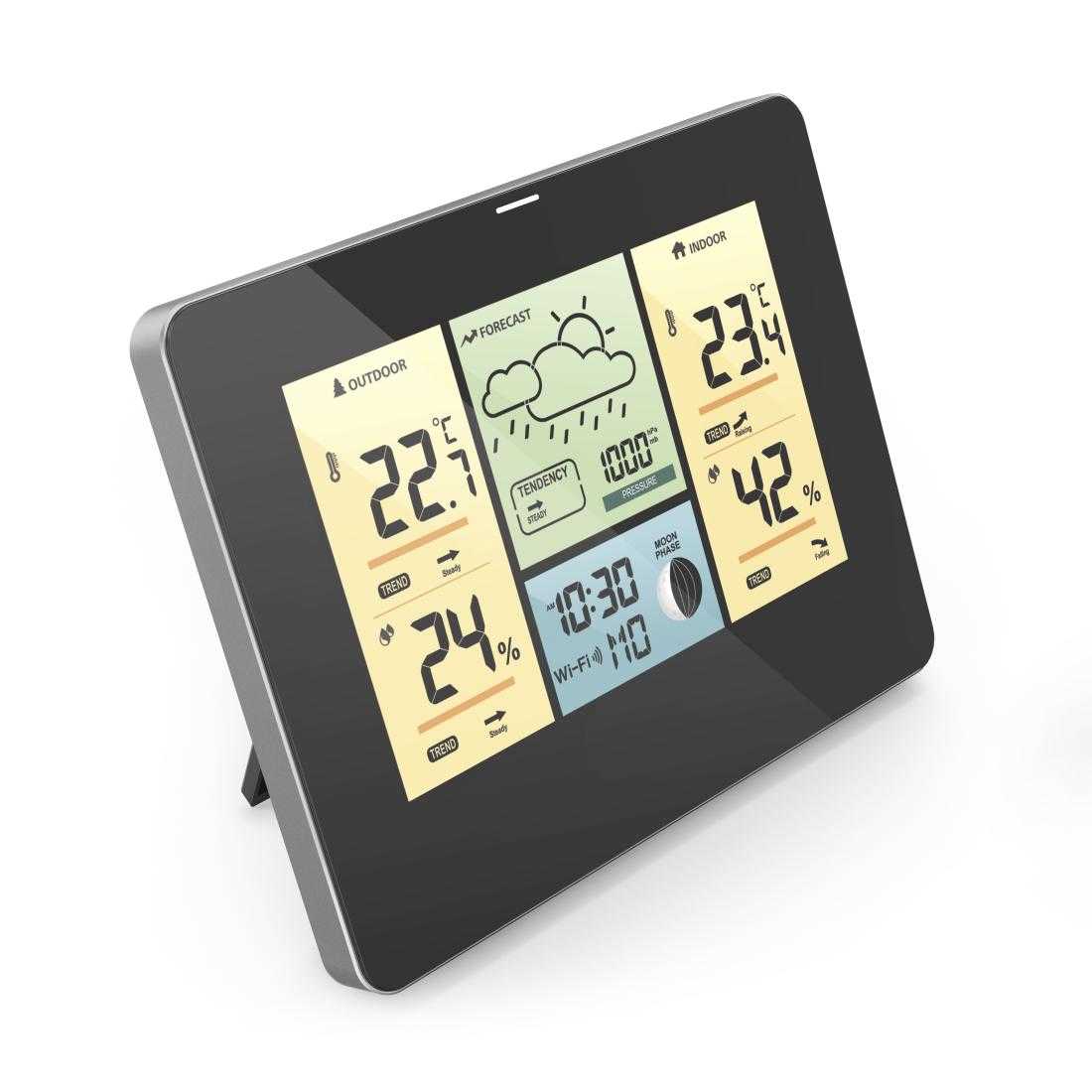HAMA 176596 WLAN-Wetterstation mit App, Außensensor,  Thermometer/Hygrometer/Barometer-02790011