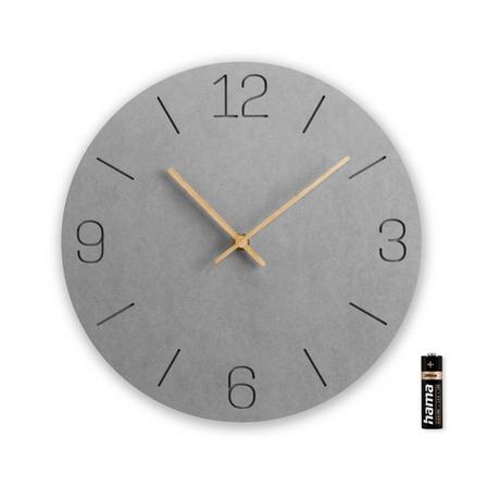 HAMA 185881 | Wanduhr "Kreta", Quarzuhr, analog, MDF, eingravierte Ziffern, Ø 30 cm, Grau