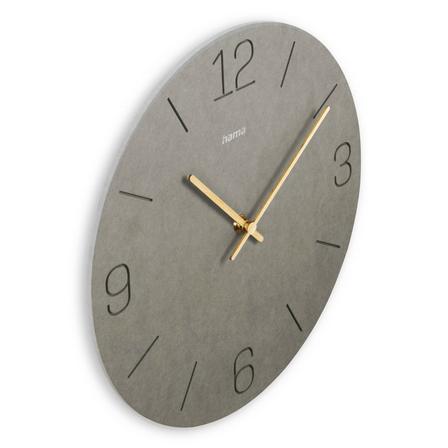 HAMA 185881 | Wanduhr "Kreta", Quarzuhr, analog, MDF, eingravierte Ziffern, Ø 30 cm, Grau