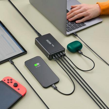 HAMA 201978 | USB-Ladestation 5 Ports, GaN, Schnellladegerät, 3xUSB-C, 2xUSB-A, PD, 140 W