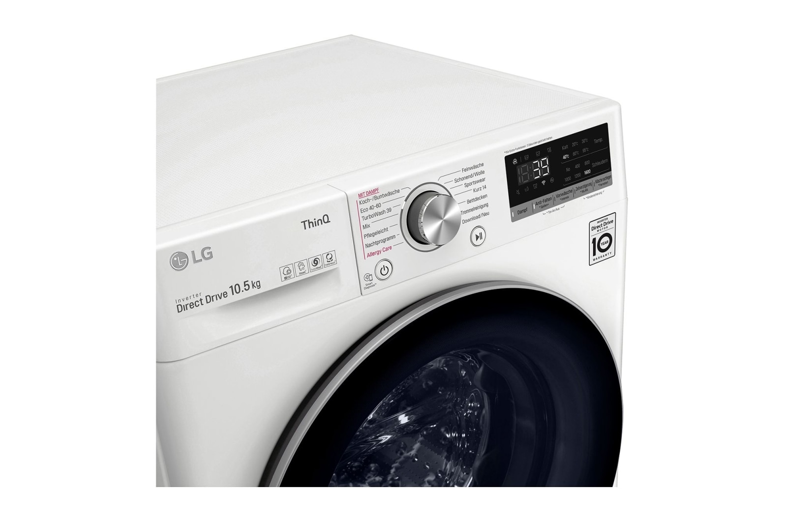 LG F6WV710P1 | Waschmaschine | 10,5 kg | EEK A | AI DD®| Steam | TurboWash® 360° | ThinQ® | 1.600 U./Min.