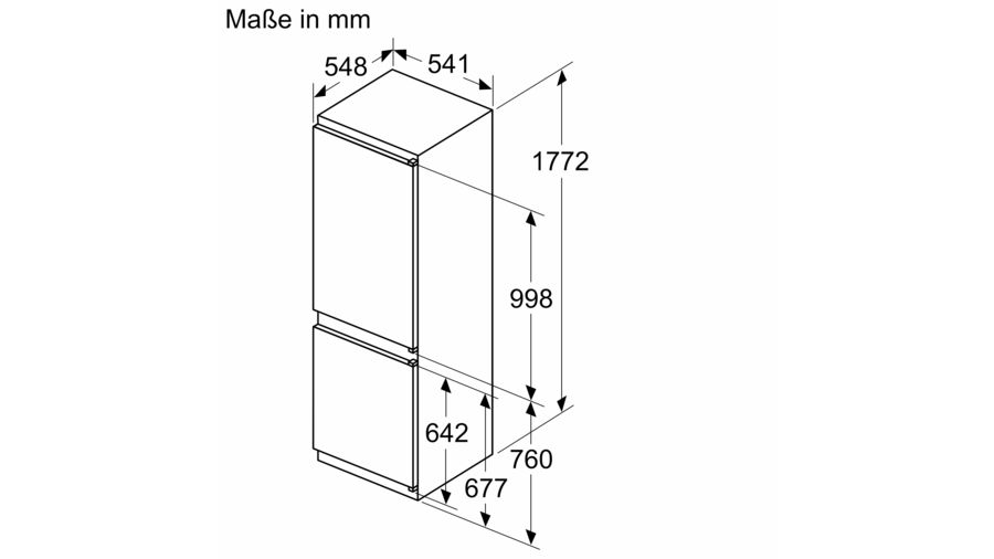 NEFF KI5862SE0S | N 50 Einbau Kühl-Gefrierkombination mit Gefrierfach unten 177.2 x 54.1 cm Schleppscharnier