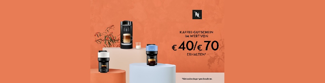 Nespresso Kaffee-Gutschein 40€ / 70€