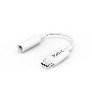HAMA 201524 Aux-Adapter USB-C – 3,5-mm-Klinke-Buchse, Weiß