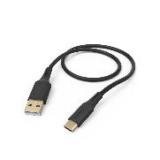 HAMA 201570 Ladekabel "Flexible", USB-A - USB-C, 1,5 m, Silikon, Schwarz