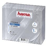 HAMA 44748 CD-Leerhülle Standard, 5er-Pack, Transparent 