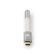 NEDIS CCTB65950AL008 | USB-Adapter  USB 2.0 | USB-Typ-C ™ Stecker | 3.5 mm Buchse | 0.08 m | rund | Vergoldet | Geflochten / Nylon | Silber/Weiss