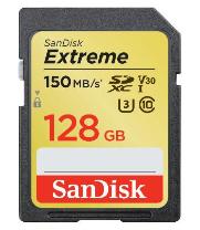 SANDISK SDXC Extreme 128GB,Video Speed Class V30, UHS Speed Class U3, UHS-I,150MB/s 