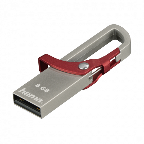 HAMA 123919 USB-Stick "Hook-Style", USB 2.0, 8 GB, 15MB/s, Rot