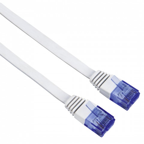 HAMA 53773 CAT-6-Netzwerkkabel, UTP, flach, Weiß, 5,00 m 