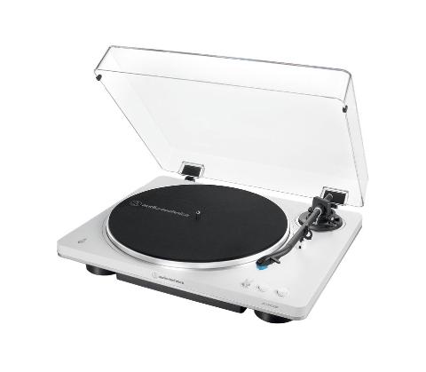 Audio Technica AT-LP70XBT weiß/silber | Vollautomatischer, kabelloser Plattenspieler mit Riemenantrieb 