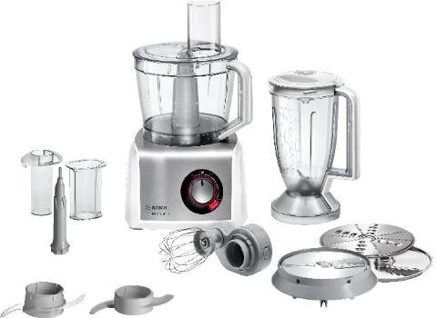 BOSCH MC812S814 | Kompakt-Küchenmaschine MultiTalent 8 1250 W Weiß, Edelstahl gebürstet