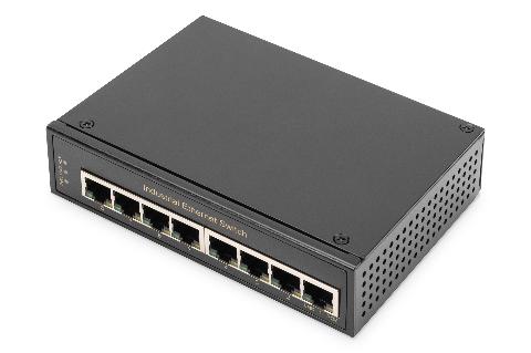 DIGITUS Industrial Gigabit Ethernet Switch 8-port, DIN rail, erweiterter Temperaturbereich