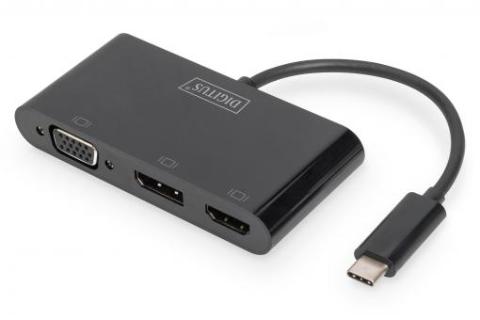 DIGITUS USB-C Grafik-Adapter, Triple Display Display Port/HDMI/VGA Adapter