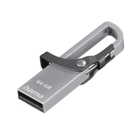 HAMA 123922 FlashPen "Hook-Style", USB 2.0, 64 GB, 15MB/s, Grau 