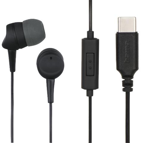 HAMA 184141 Kopfhörer "Sea", In-Ear, Mikrofon, Kabelknickschutz, USB-C, Schwarz