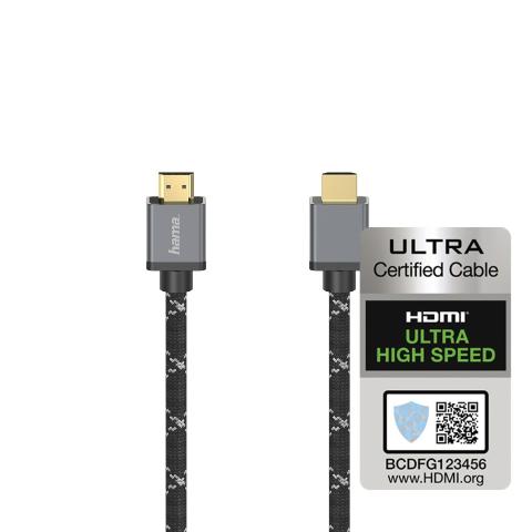 HAMA 205238 Ultra High Speed HDMI™-Kabel, zertifiziert, Stecker-Stecker, 8K, Alu, 1,0 m
