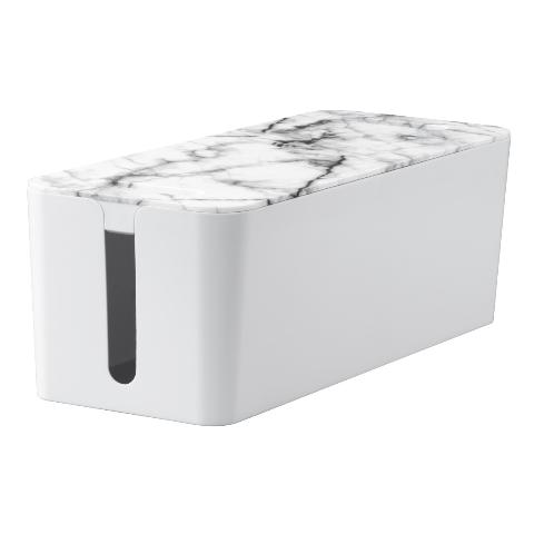 HAMA 20666 Kabelbox "Marmordesign Maxi", Kabelführung im Deckel, 40,0x15,6x13,5 cm