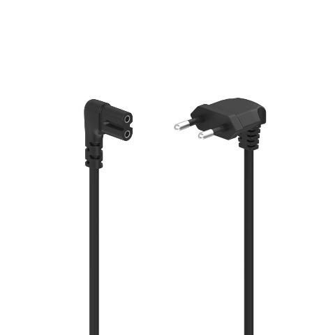 HAMA 223282 Netzkabel, beidseitig gewinkelt, Euro-Stecker, Doppelnut/C7, 1,5 m, Schwarz
