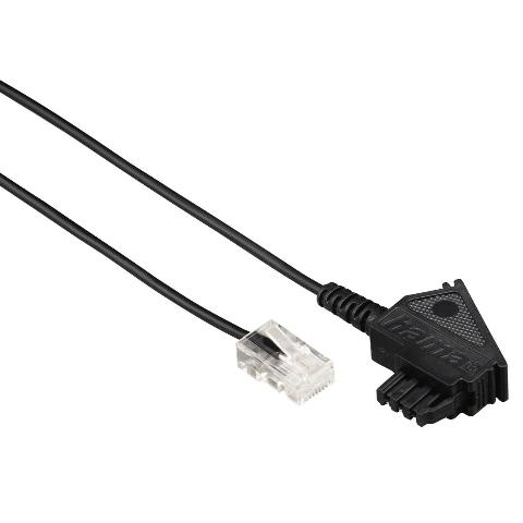 HAMA 40640 DSL-Box-Kabel, TAE-F-Stecker - Modular-Stecker 8p2c, 3 m, Schwarz