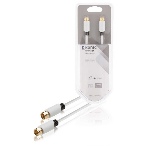 KÖNIG Antennenkabel F-male - F-male 3.00 m Weiss