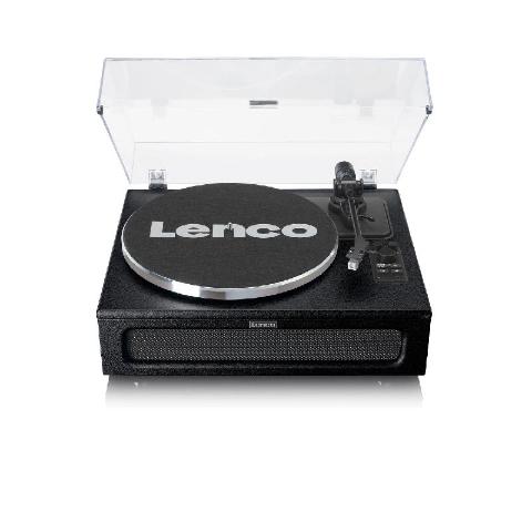 LENCO LS430 schwarz |  Plattenspieler mit Lautsprecher, Bluetooth, 2 Geschwindigkeiten, schwarz Leder