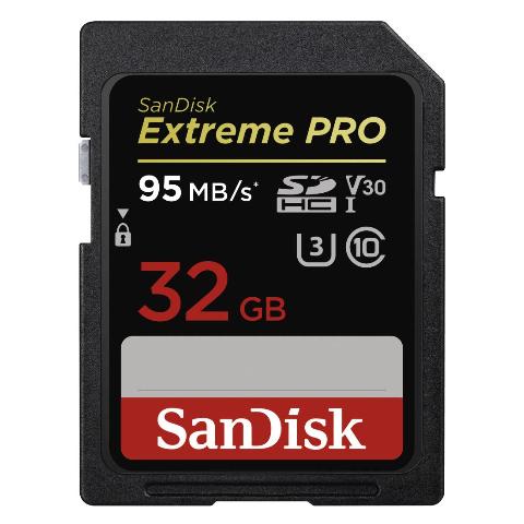 SANDISK SDHC Extreme Pro 32GB, Video Speed Class V30, UHS Sp. Cl. U3, UHS-I, 95MB/s 