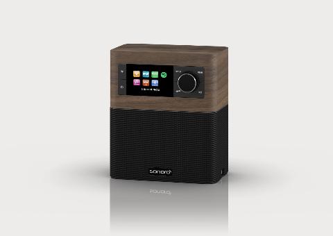 SONORO sonoroSTREAM walnuss schwarz | Smartes Designradio mit DAB+, WLAN, Bluetooth® und wasserdichter Fernbedienung