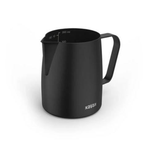 XAVAX 111260 | Barista-Milchkännchen aus Edelstahl, Milchschaum-Kanne, 350ml, Schwarz-matt