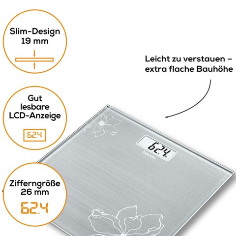 BEURER GS 10 | Personenwaage aus Glas gut lesbarer LCD-Anzeige - bis 180 kg