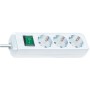BRENNENSTUHL Eco-Line 3-fach Steckdosenleiste (Steckdosenblock mit erhöhtem Berührungsschutz, Schalter, 1,50 m Kabel) Weiß