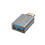HAMA 200300 USB-OTG-Adapter, USB-C-Stecker - USB-Buchse, USB 3.2 Gen1, 5 Gbit/s, Alu