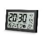 HAMA 222217 | Digitale Wanduhr "Martinique", Funkuhr mit Thermometer, Schwarz