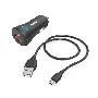 HAMA 201612 Auto-Schnellladegerät mit Ladekabel Micro-USB, QC, 19,5 W, 1,5 m, Schwarz